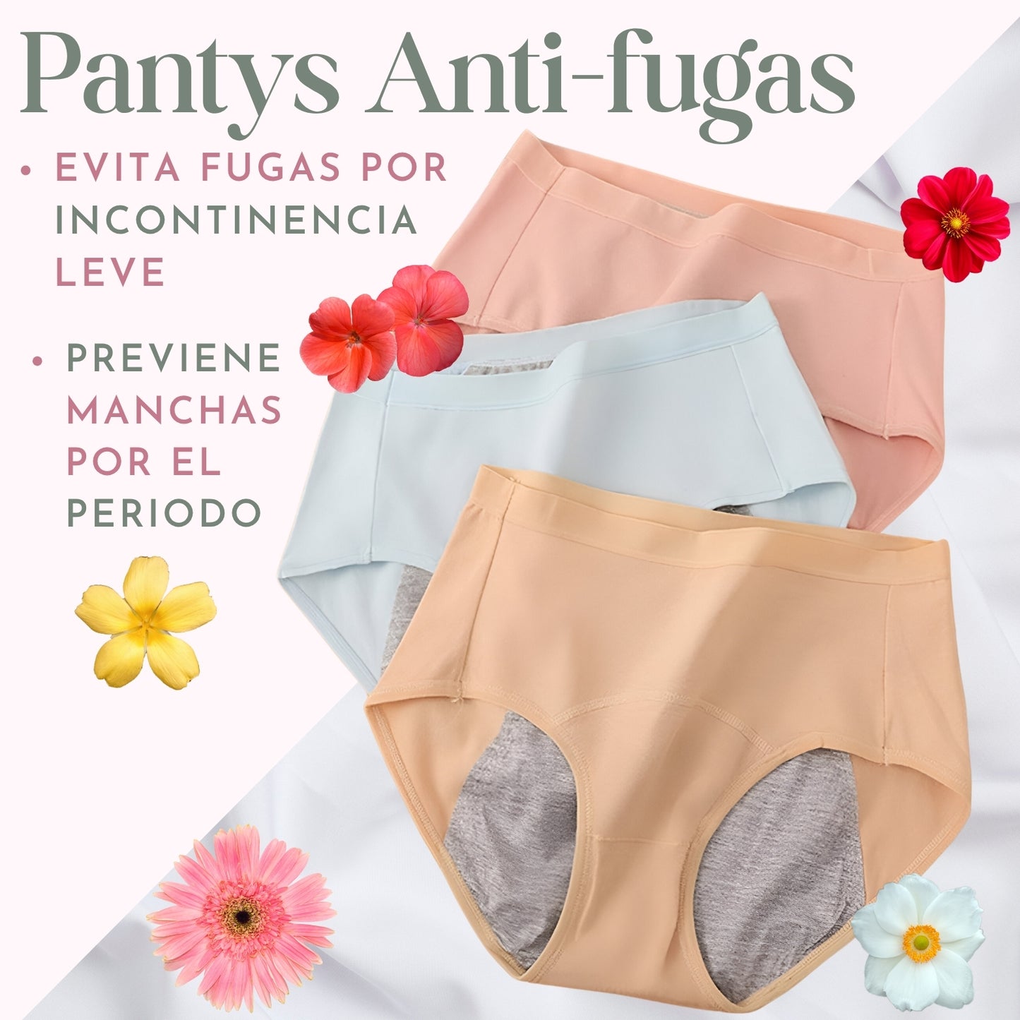 Interiores para incontinencia y flujo menstrual (Pack X 3)