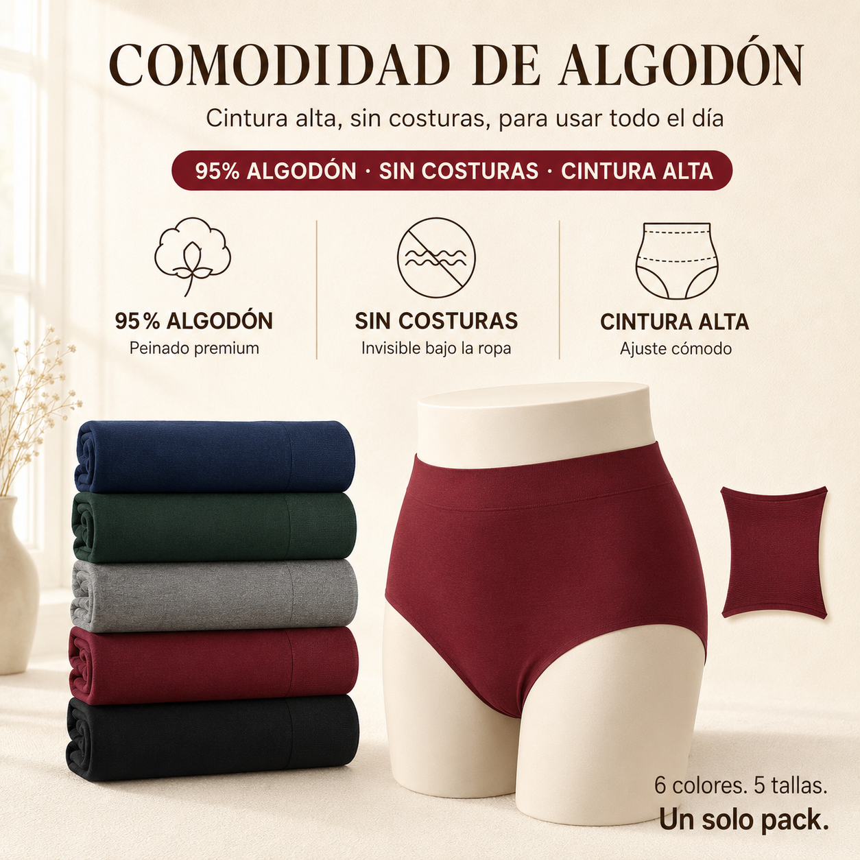 Interior de cintura alta (PACK 6 UNIDADES)